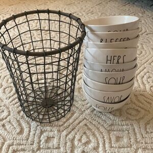 Hobby Lobby Wood Wire Basket Rae Dunn Savor Soup Bowl Set